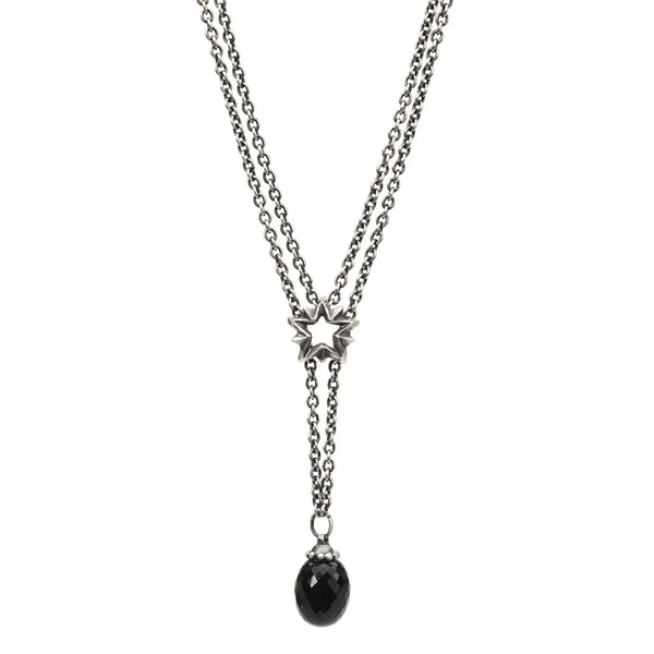 A 3-hole Trollbeads bead, guiding star silver bead on a black onyx fantasy necklace