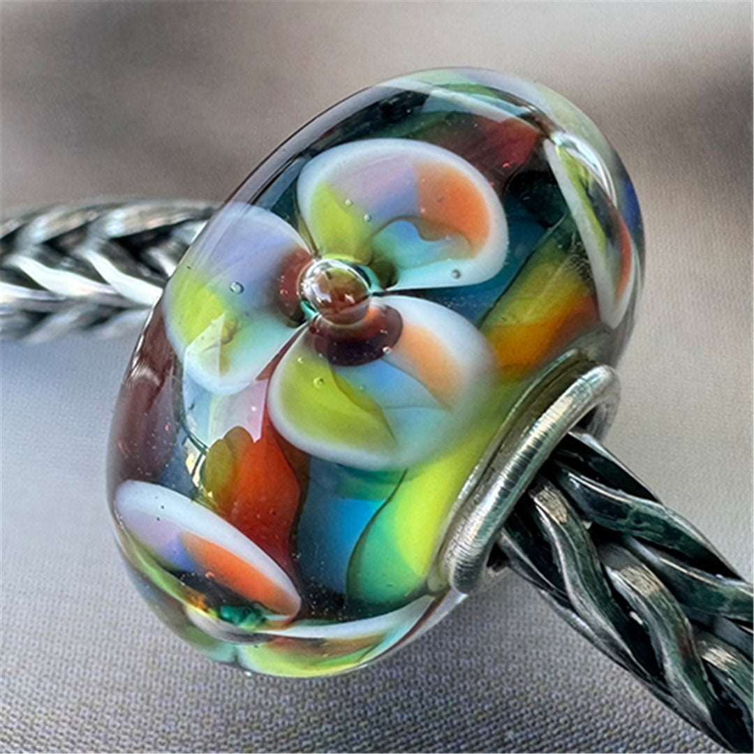 Trollbeads Colorful Unique Flowers, Buds & Lily online Pads Murano Glass Bead Charm