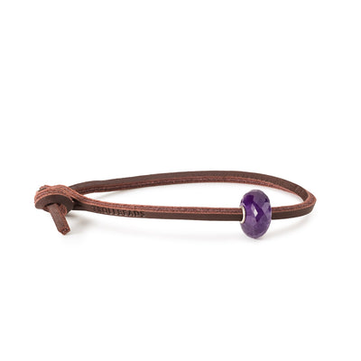 Amethyst Single Leather Bracelet